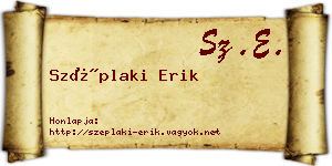 Széplaki Erik névjegykártya